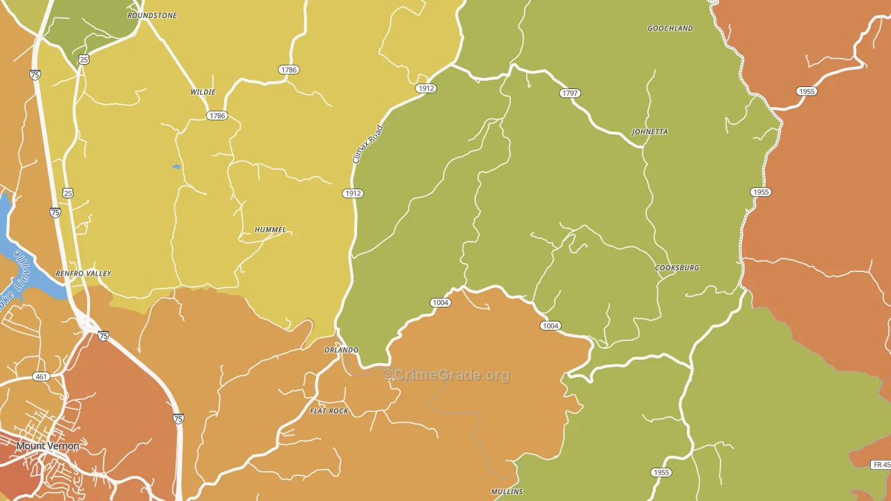 Orlando, KY Map of Theft Rates