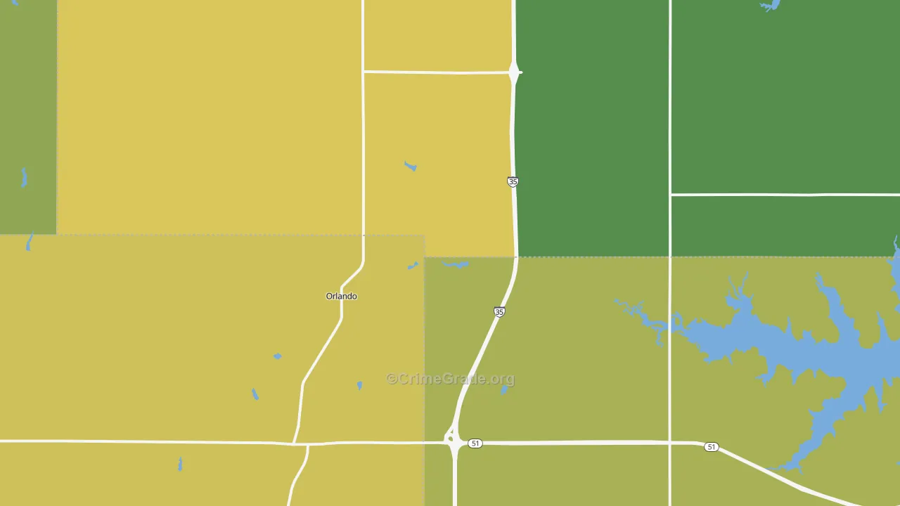 Orlando, OK Map of Theft Rates