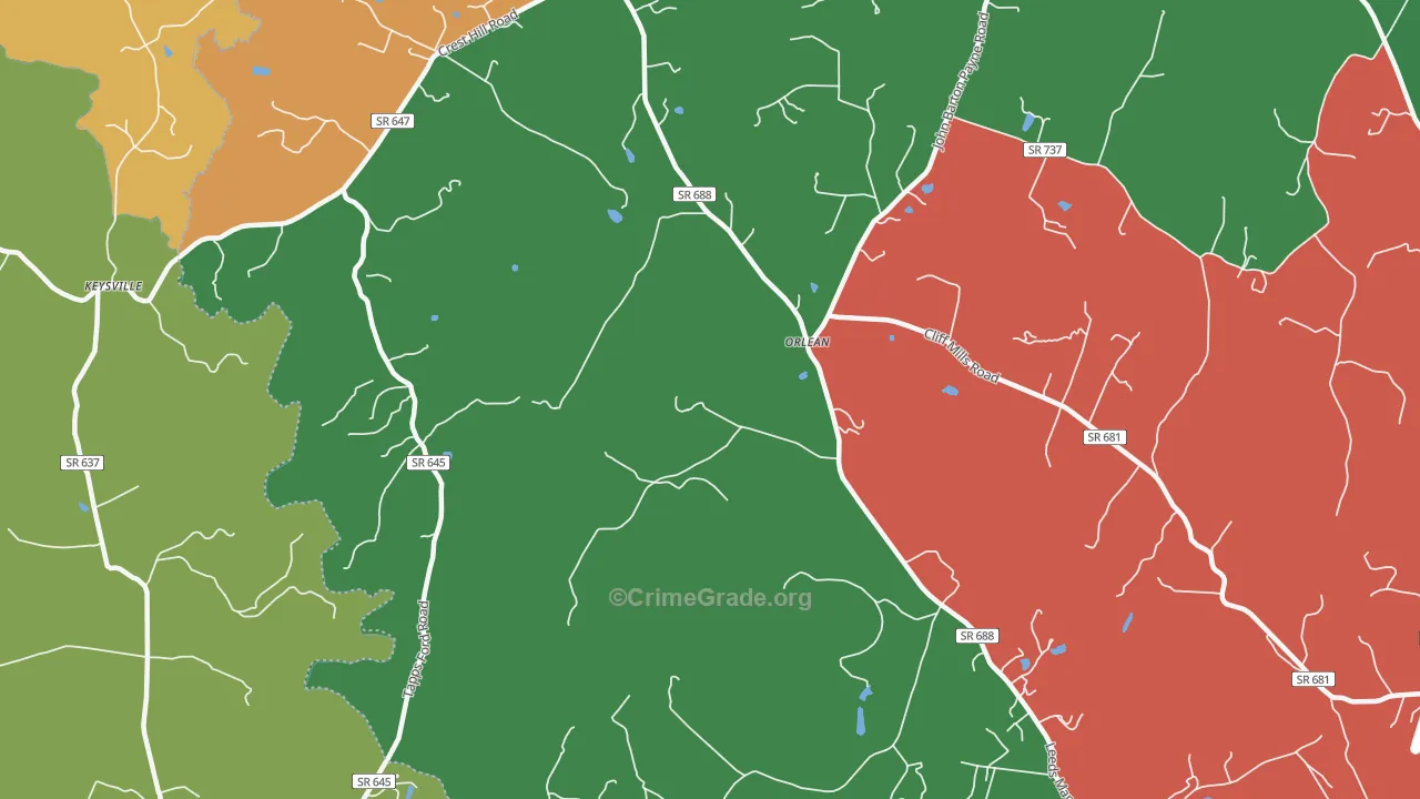 Orlean, VA Map of Theft Rates