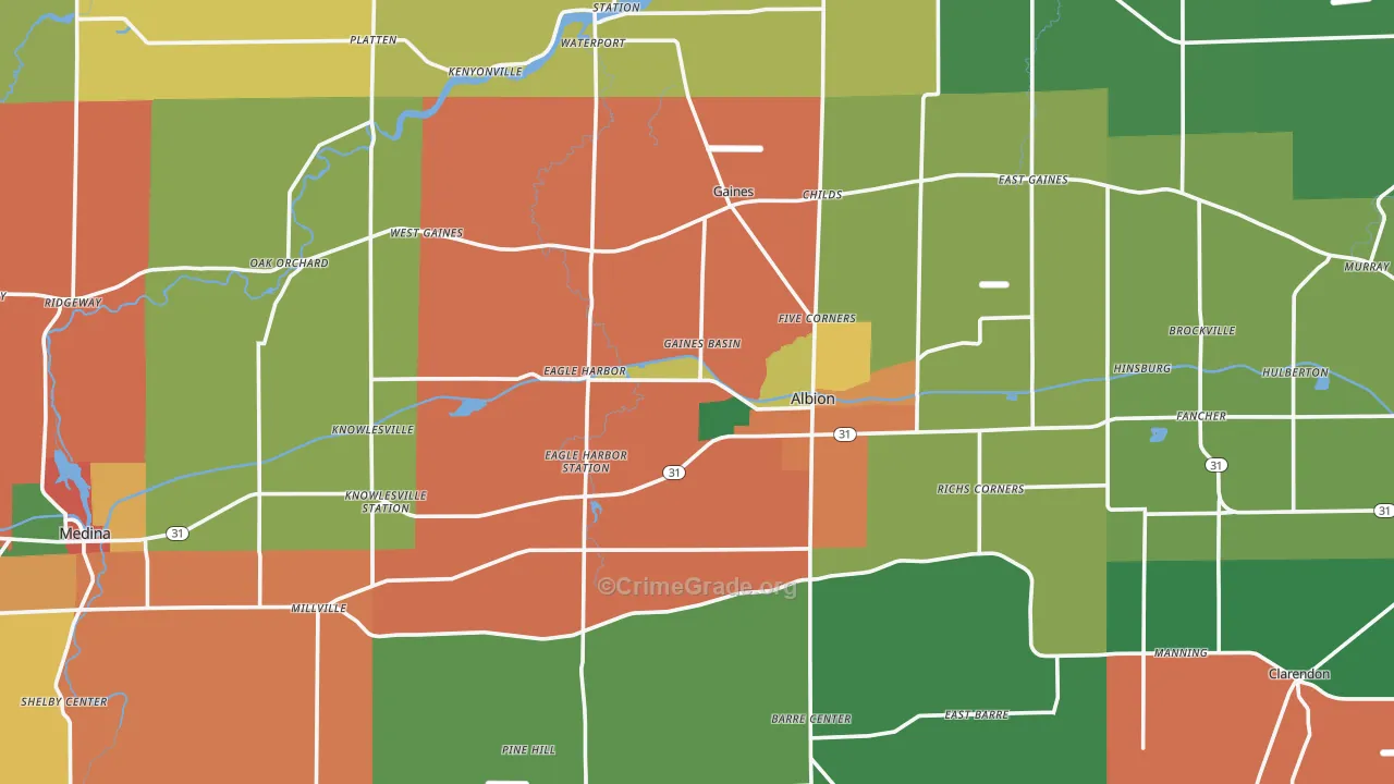 Orleans County, NY Map of Theft Rates