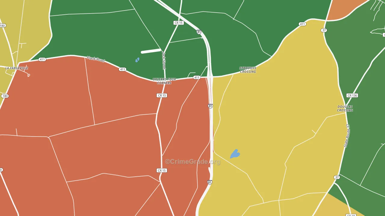 Orleans Four Corners, NY Map of Theft Rates