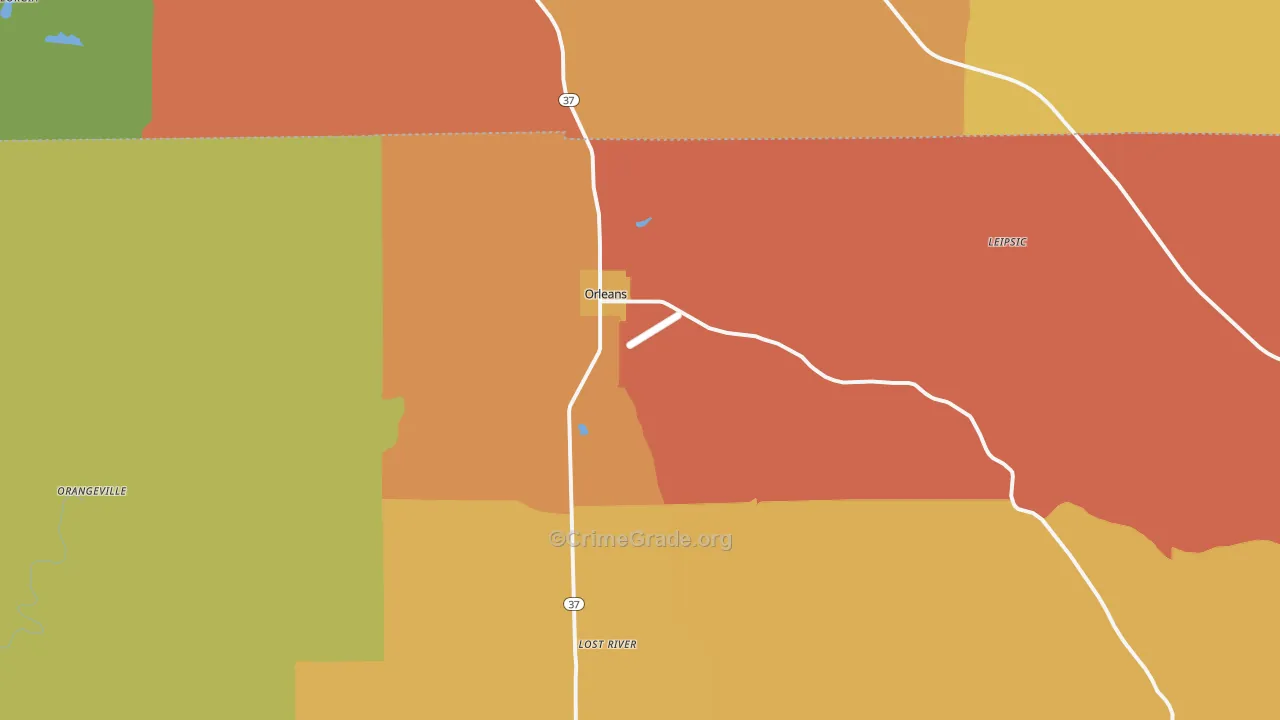 Orleans, IN Map of Theft Rates