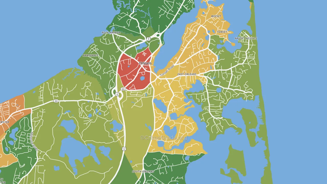 Orleans, MA Map of Theft Rates