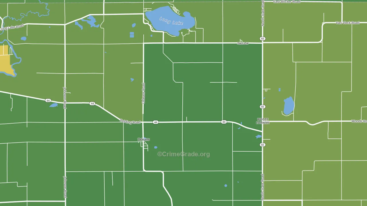 Orleans, MI Map of Theft Rates