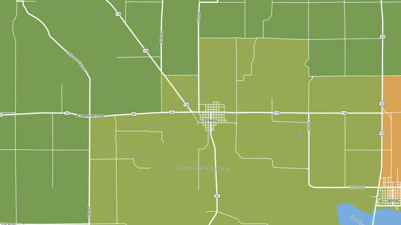 Orleans, NE Map of Theft Rates