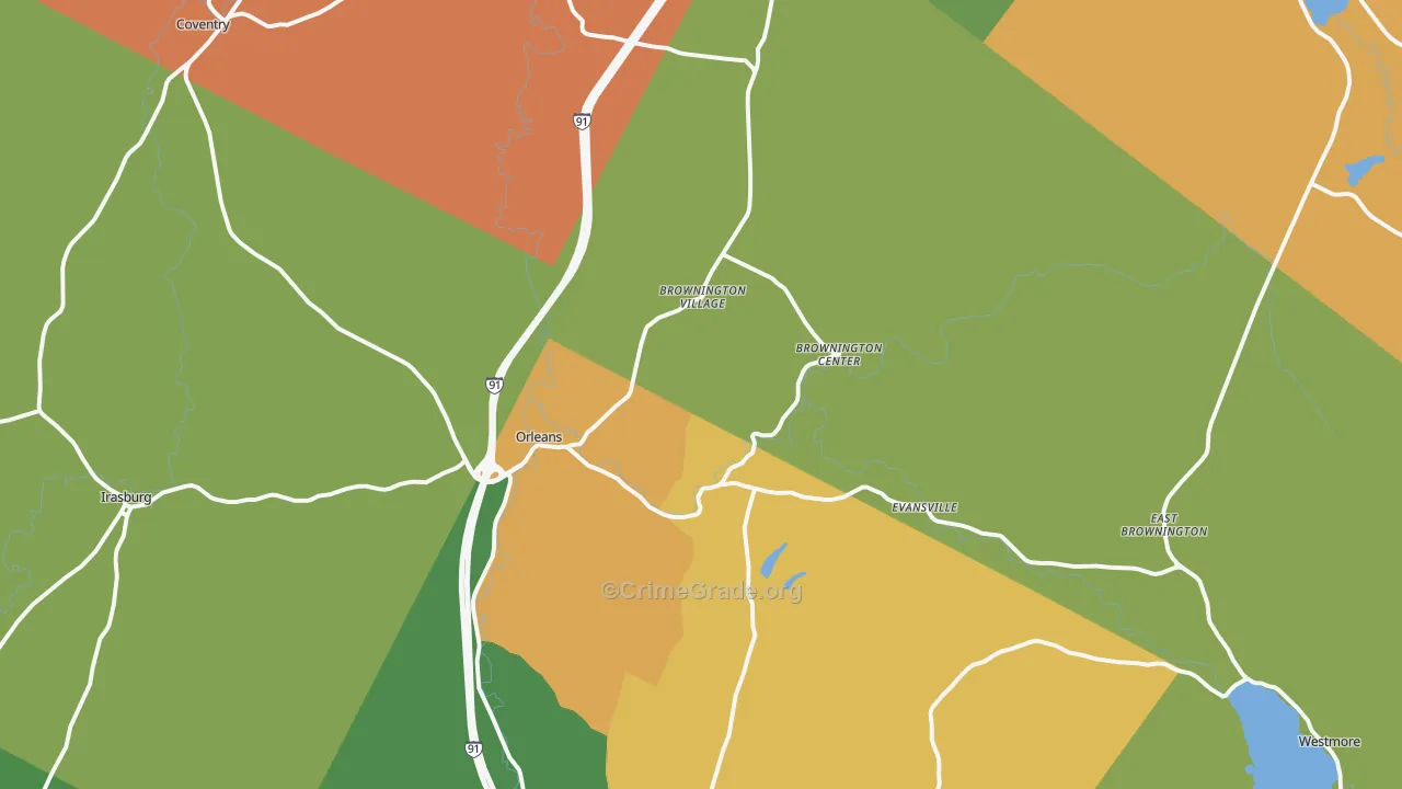 Orleans, VT Map of Theft Rates