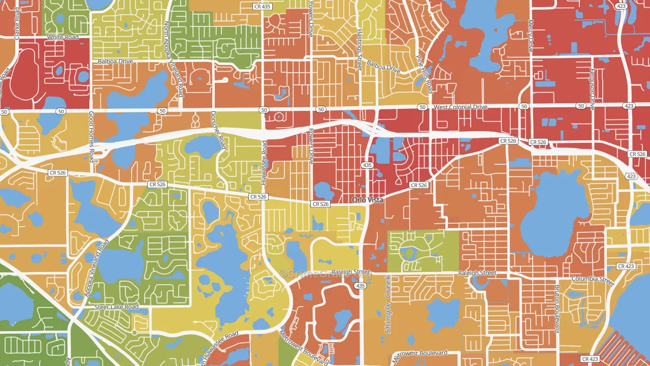Orlovista, FL Map of Theft Rates