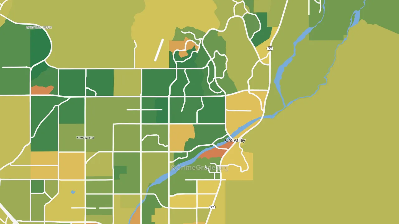 Oro Valley, AZ Map of Theft Rates