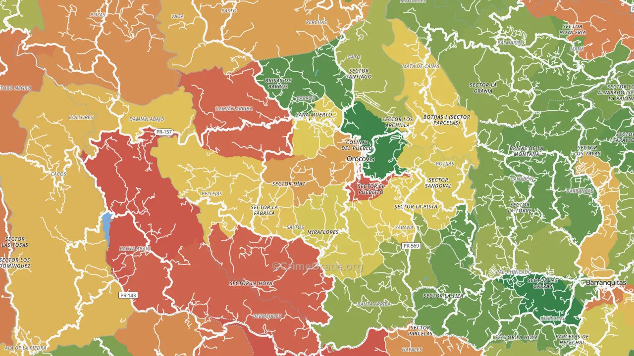 Orocovis Municipio, PR Map of Theft Rates
