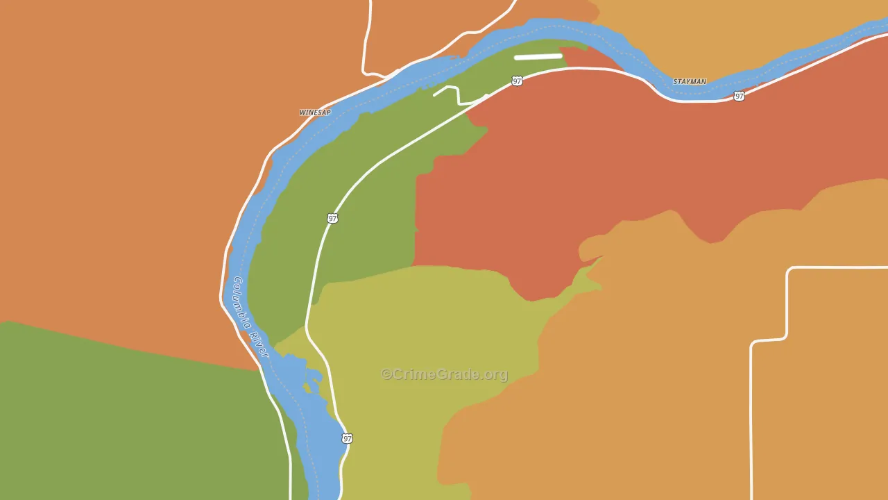 Orondo, WA Map of Theft Rates
