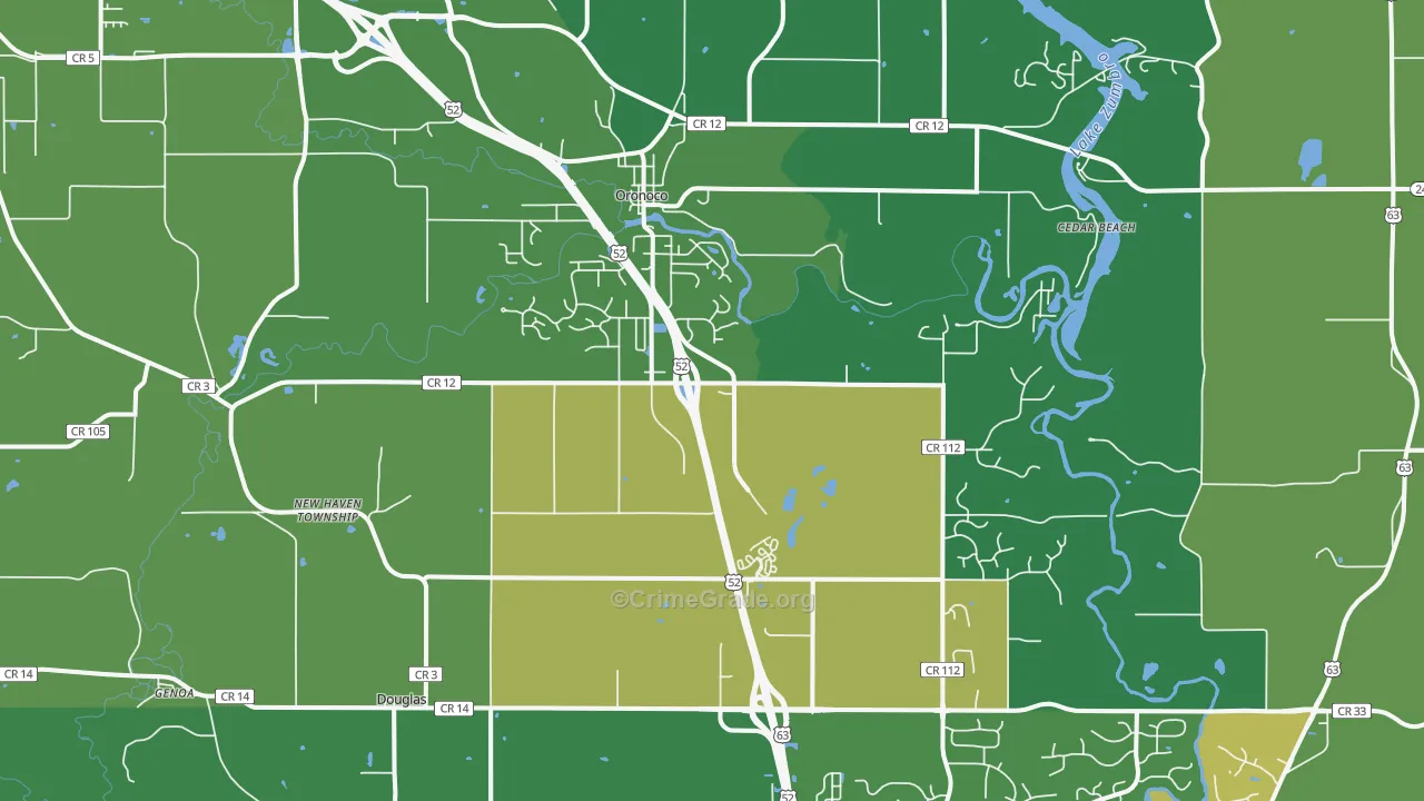 Oronoco, MN Map of Theft Rates