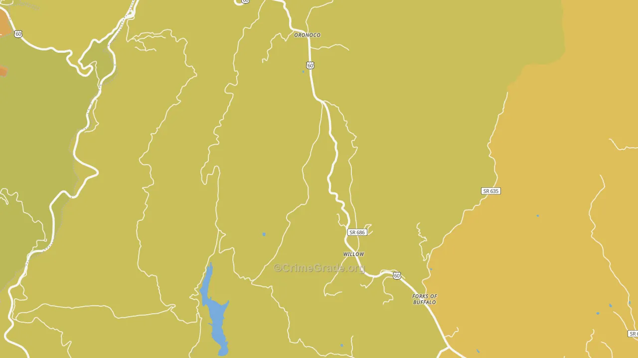 Oronoco, VA Map of Theft Rates