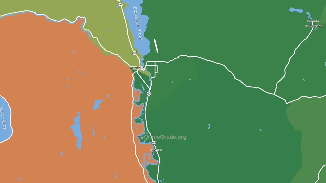 Oroville, WA Map of Theft Rates