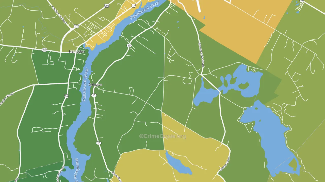 Orrington, ME Map of Theft Rates