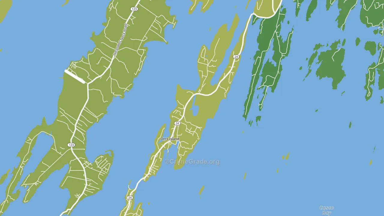 Orrs Island, ME Map of Theft Rates