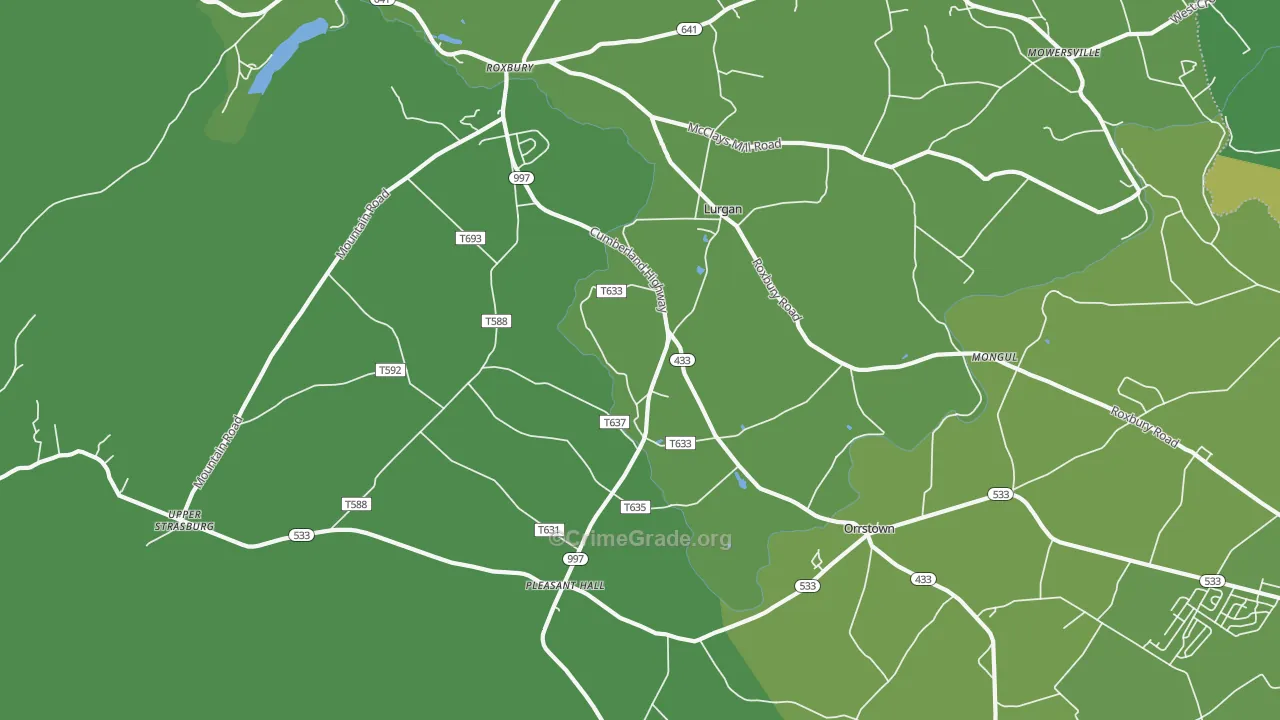 Orrstown, PA Map of Theft Rates