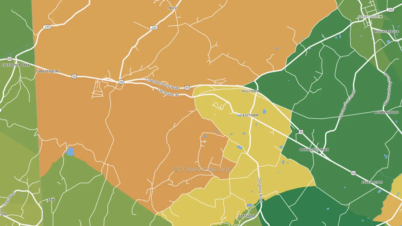 Orrtanna, PA Map of Theft Rates