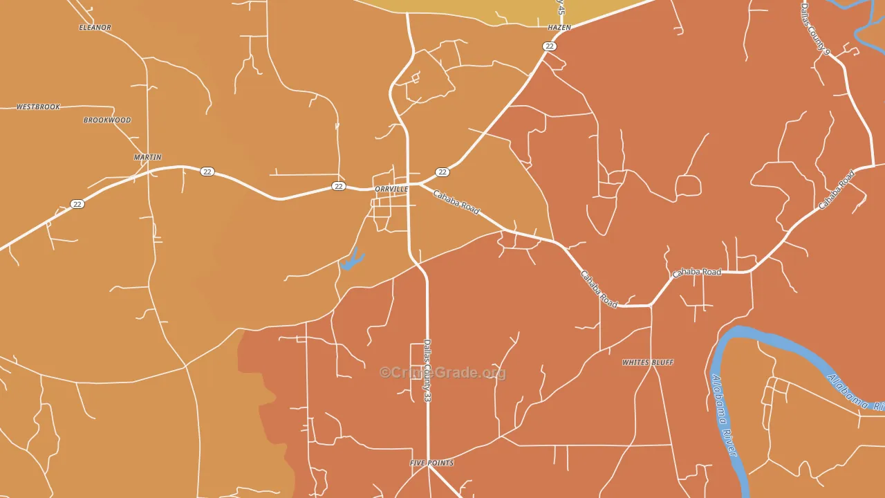 Orrville, AL Map of Theft Rates
