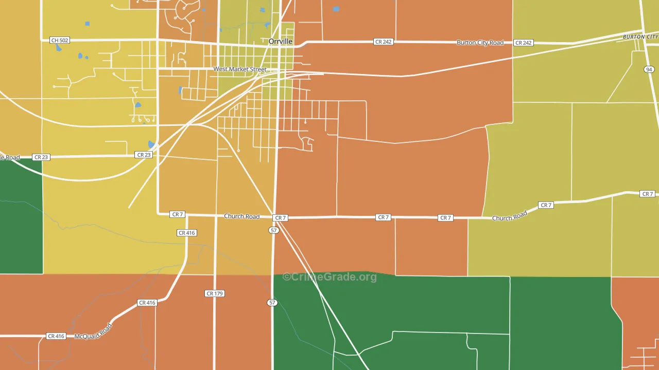 Orrville Junction, OH Map of Theft Rates