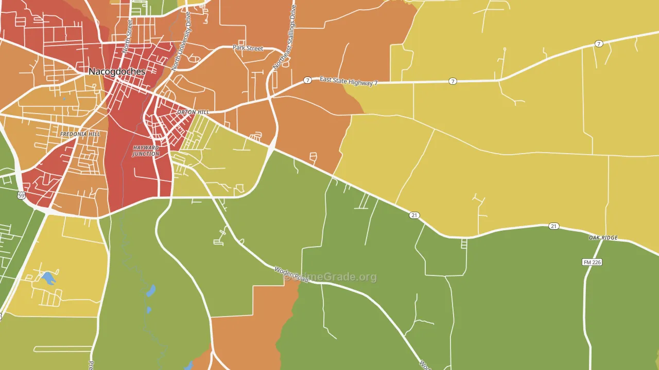Orton Hill, TX Map of Theft Rates