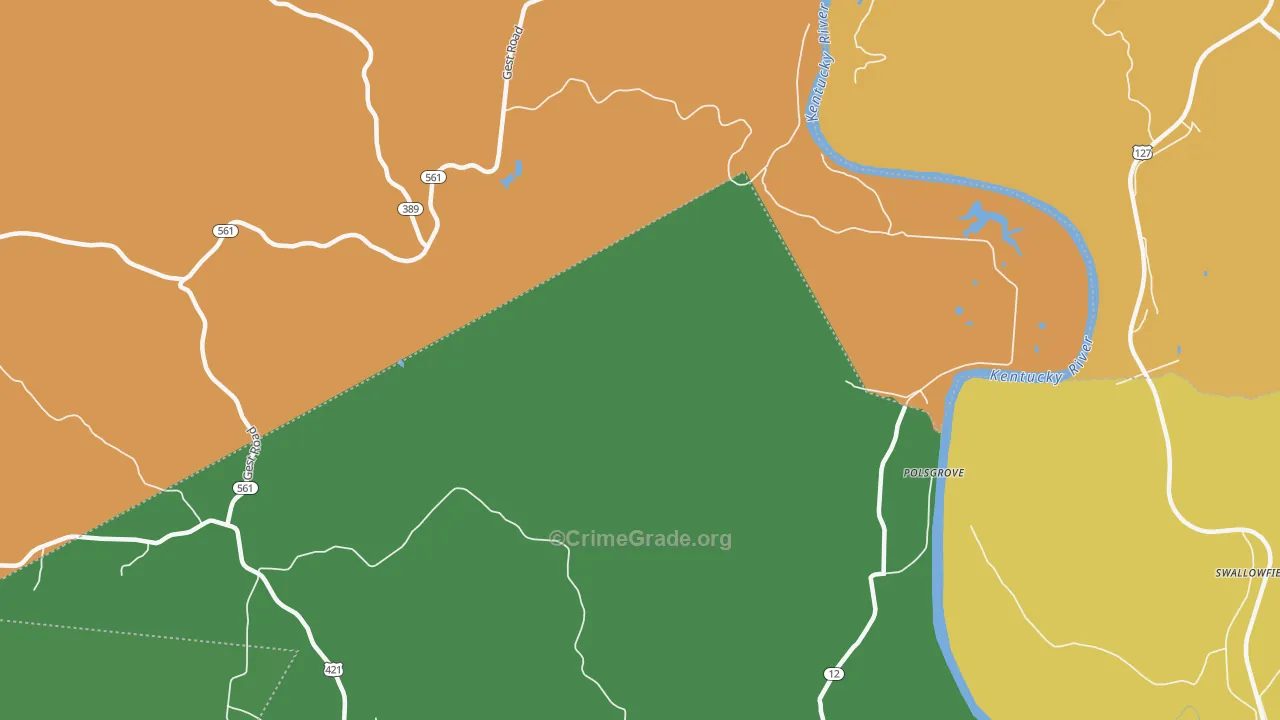 Orville, KY Map of Theft Rates