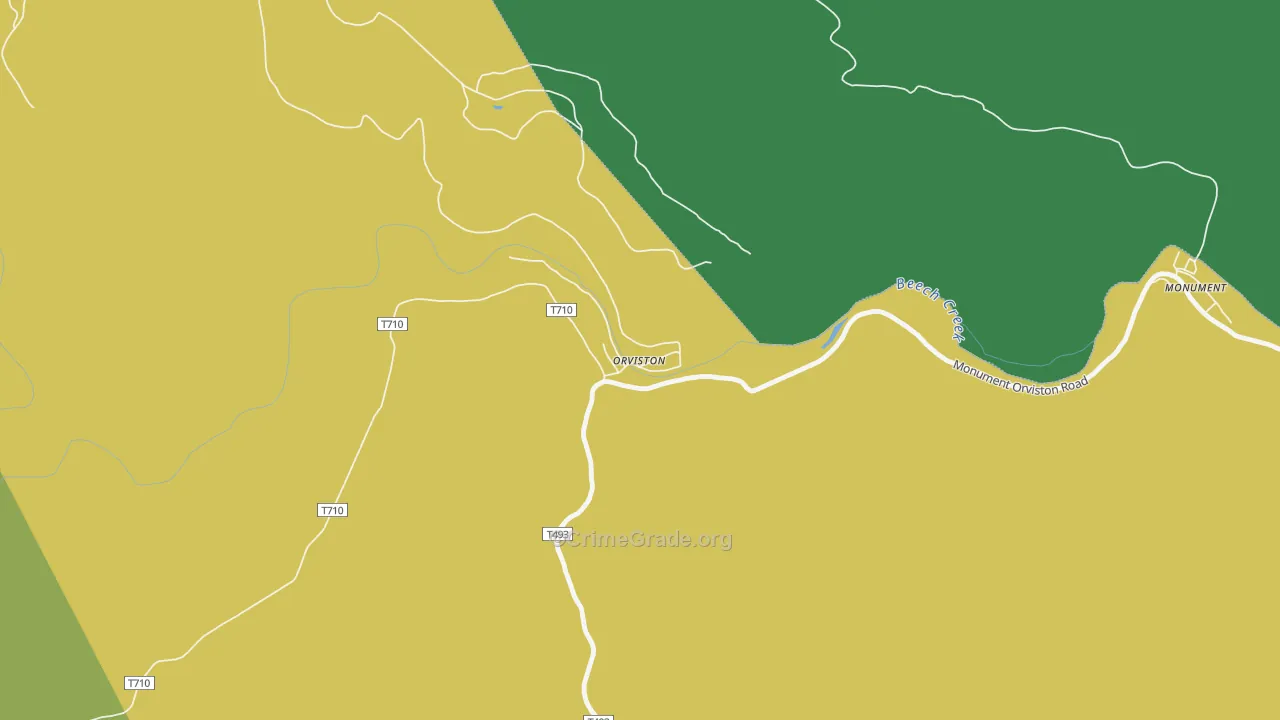 Orviston, PA Map of Theft Rates