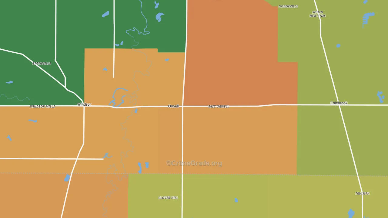 Orwell, OH Map of Theft Rates