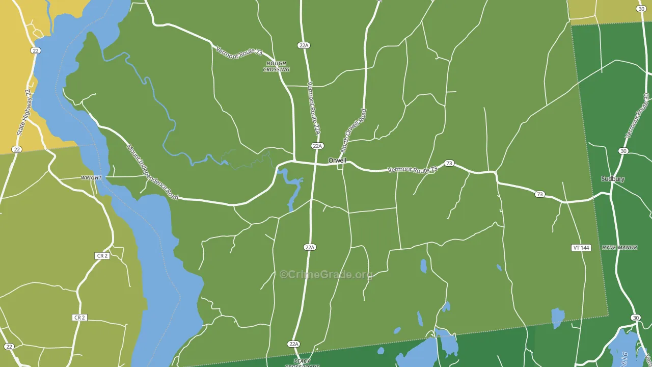 Orwell, VT Map of Theft Rates
