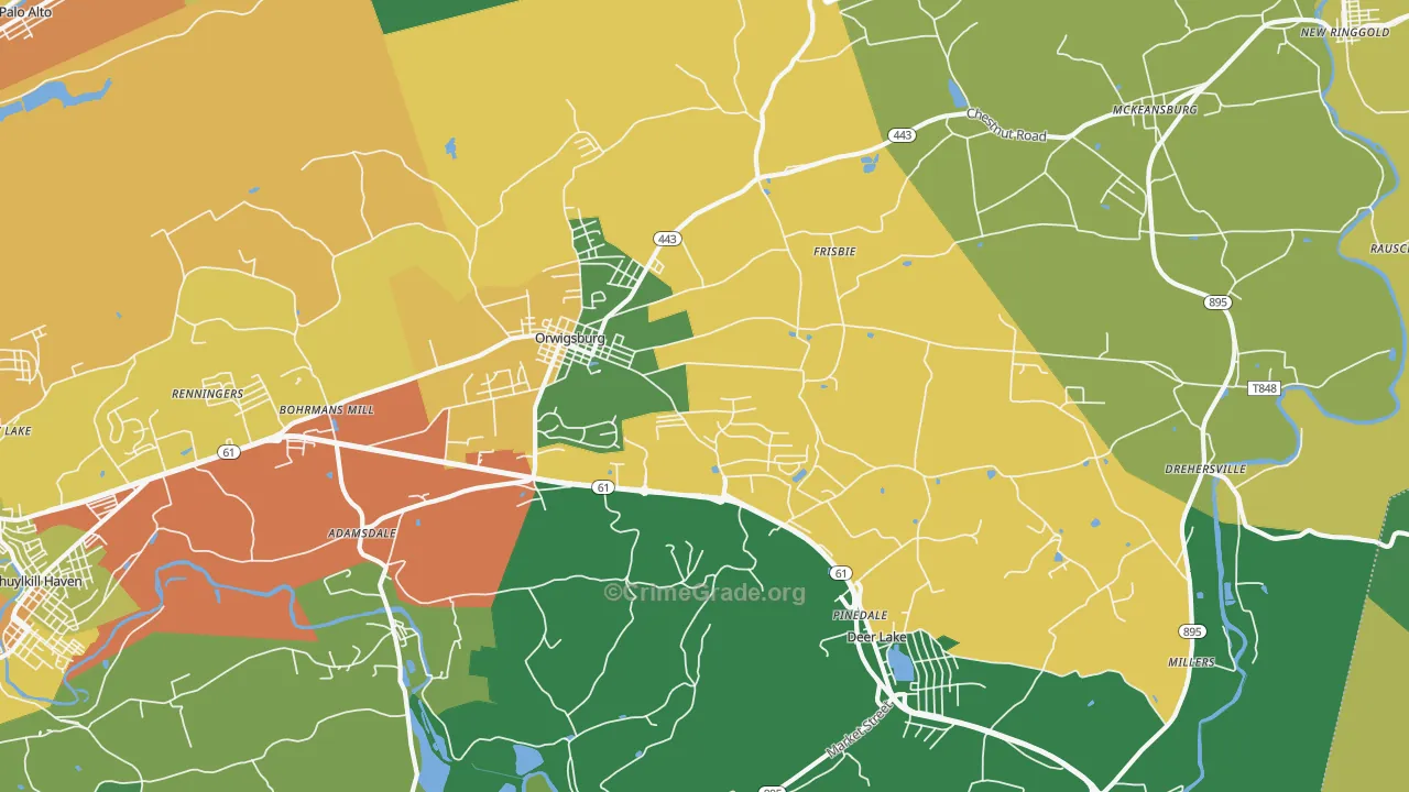 Orwigsburg, PA Map of Theft Rates