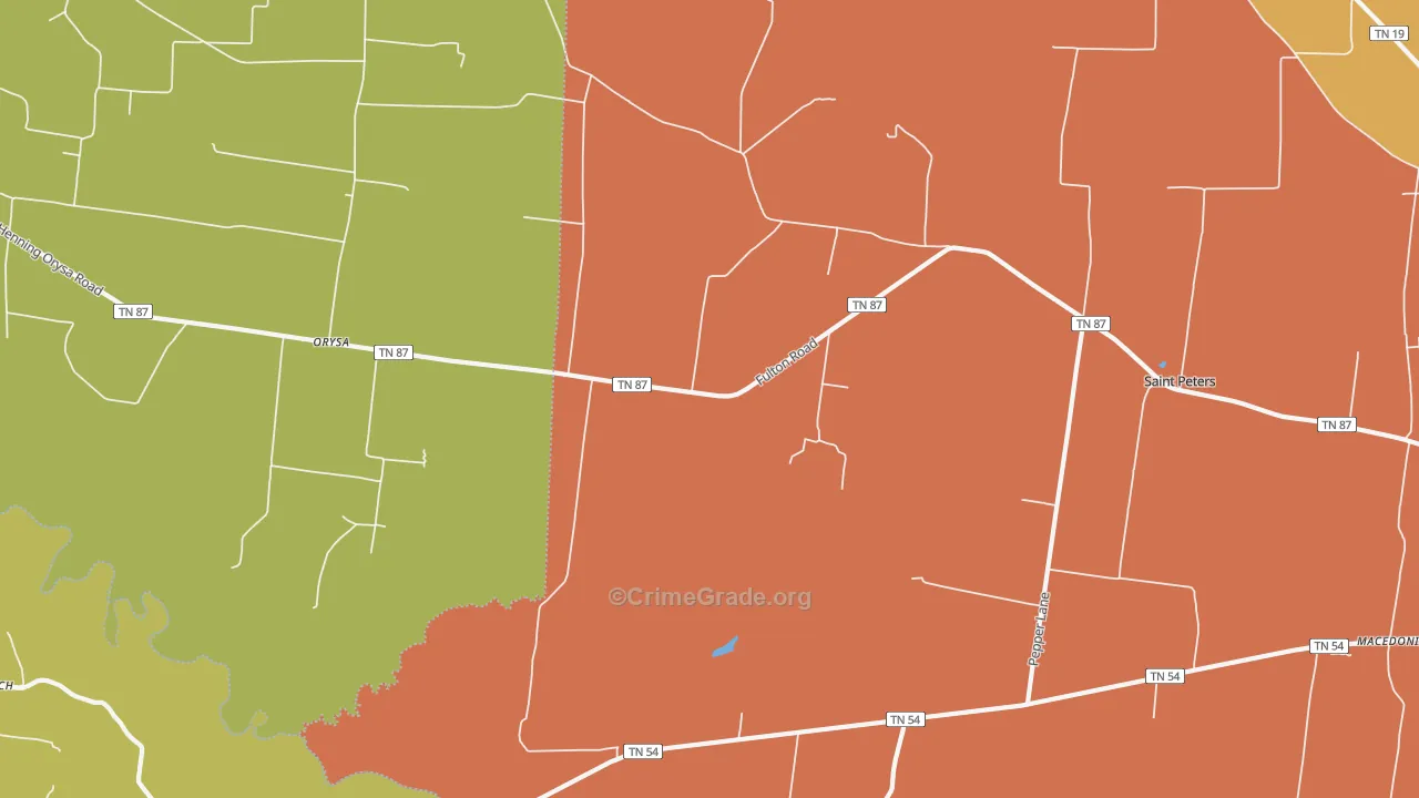 Orysa, TN Map of Theft Rates