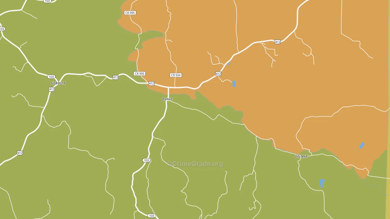 Osage, AR Map of Theft Rates