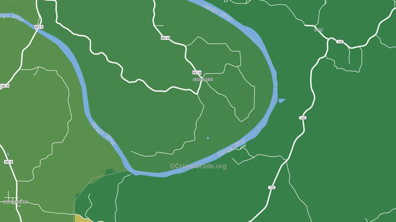 Osage Bend, MO Map of Theft Rates