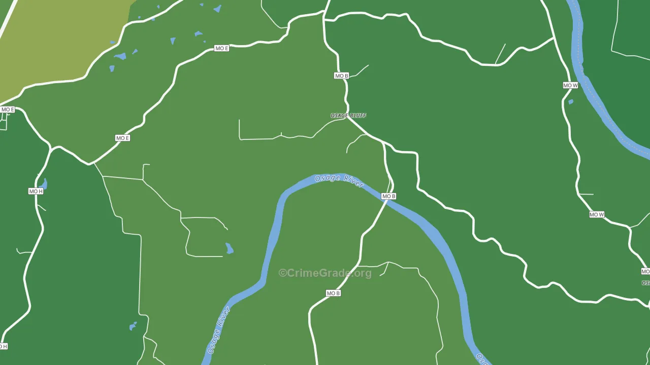 Osage Bluff, MO Map of Theft Rates