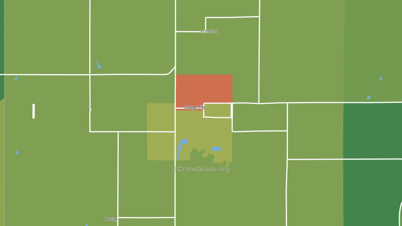 Osage City, KS Map of Theft Rates