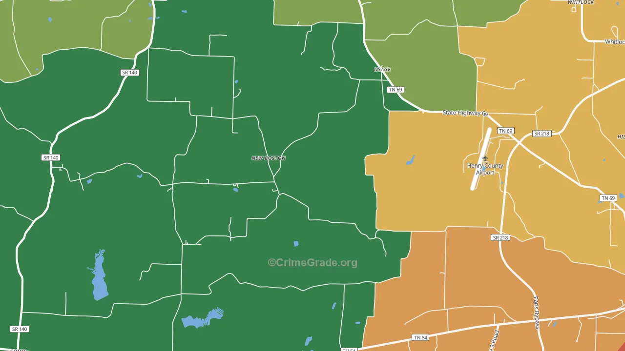 Osage, TN Map of Theft Rates