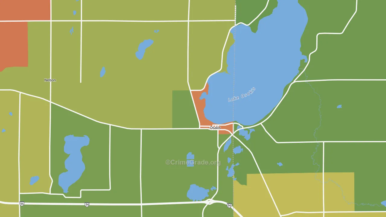 Osakis, MN Map of Theft Rates
