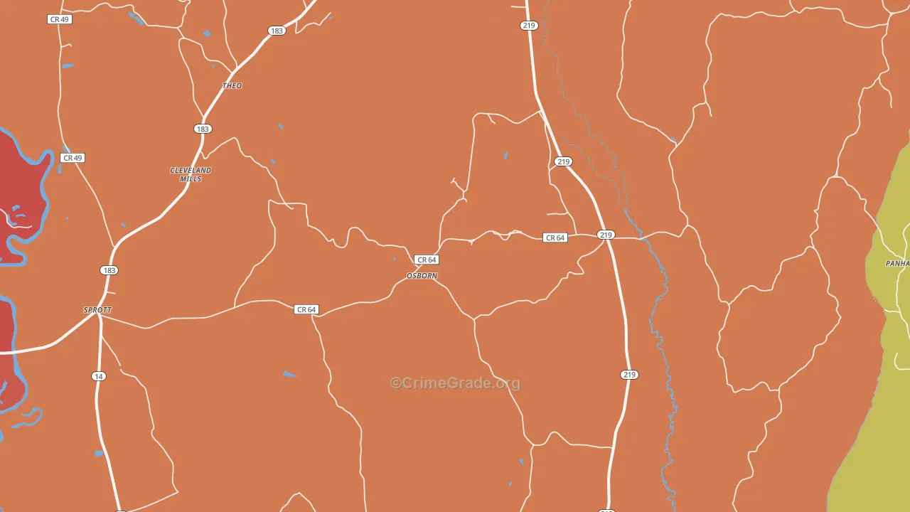 Osborn, AL Map of Theft Rates
