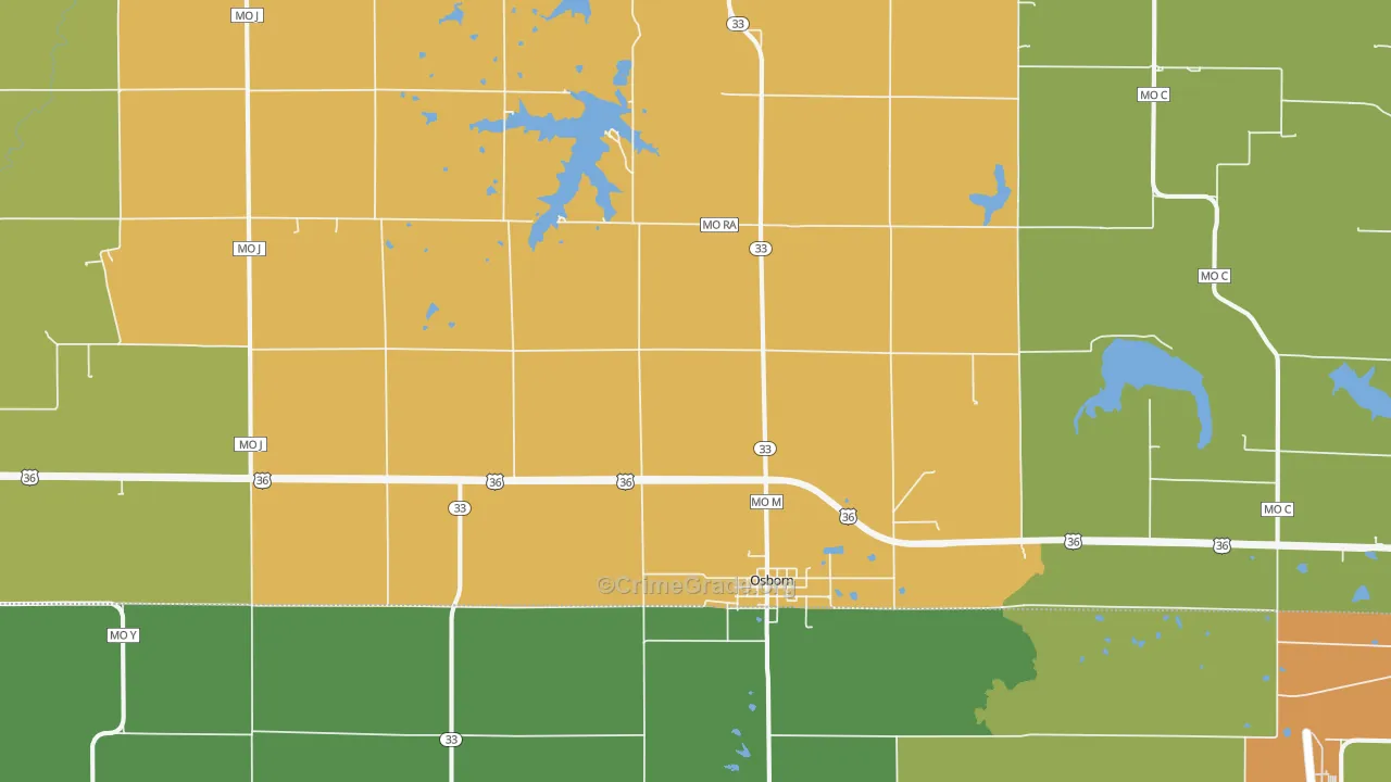 Osborn, MO Map of Theft Rates