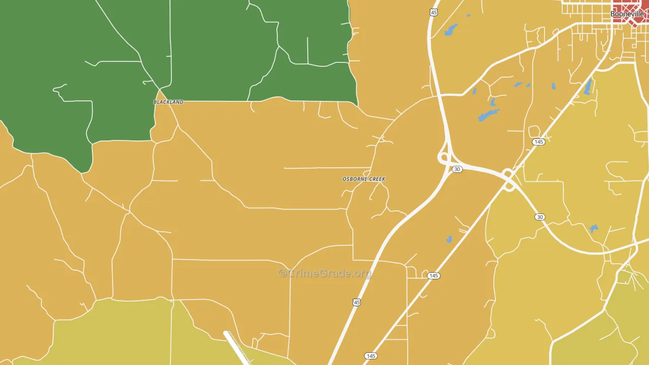 Osborne Creek, MS Map of Theft Rates