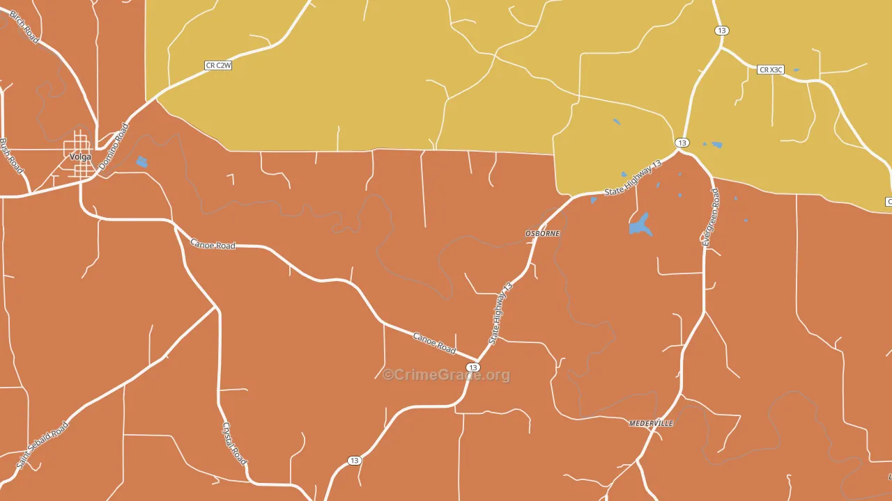 Osborne, IA Map of Theft Rates
