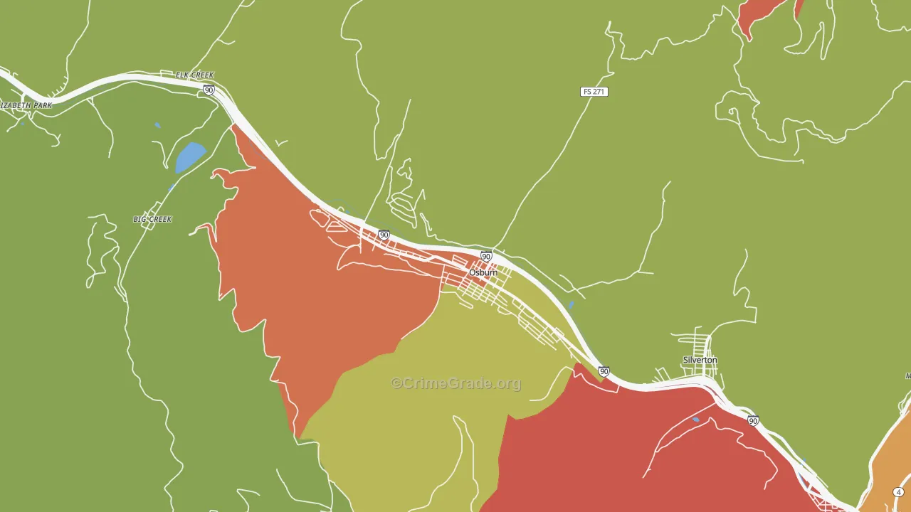 Osburn, ID Map of Theft Rates