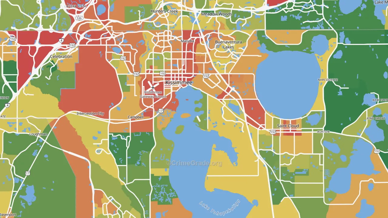 Osceola County, FL Map of Theft Rates