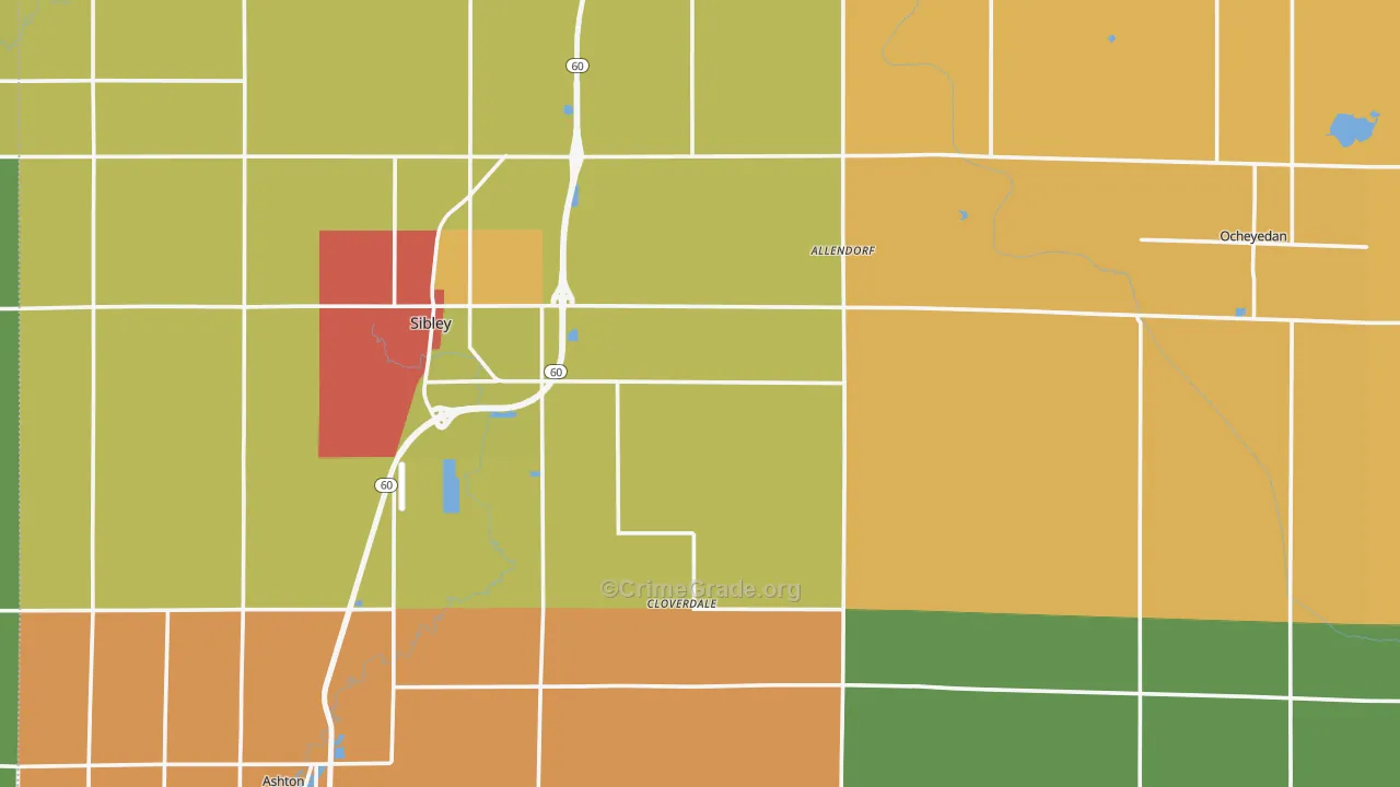 Osceola County, IA Map of Theft Rates