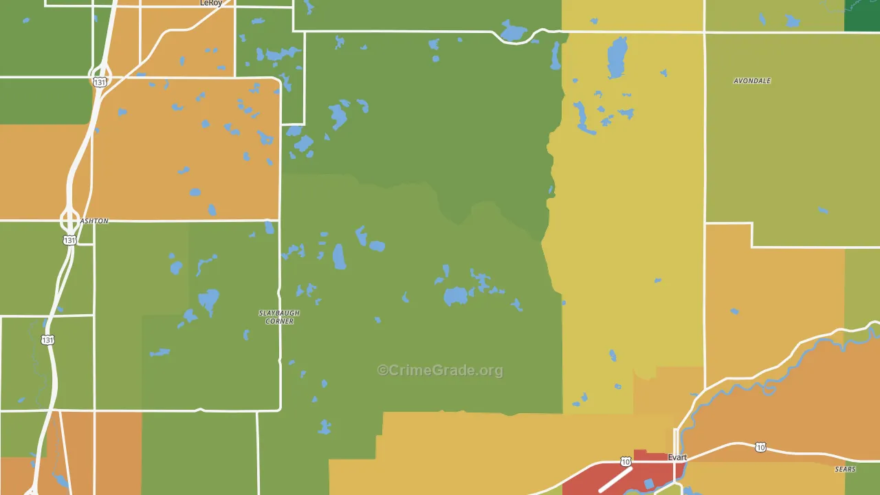 Osceola County, MI Map of Theft Rates