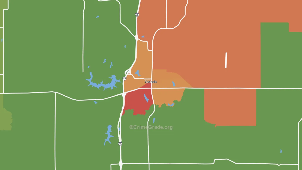 Osceola, IA Map of Theft Rates