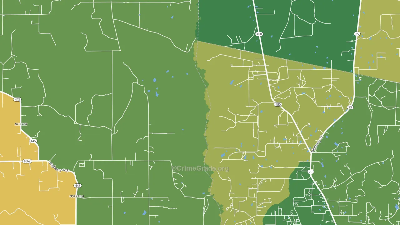 Osceola, LA Map of Theft Rates
