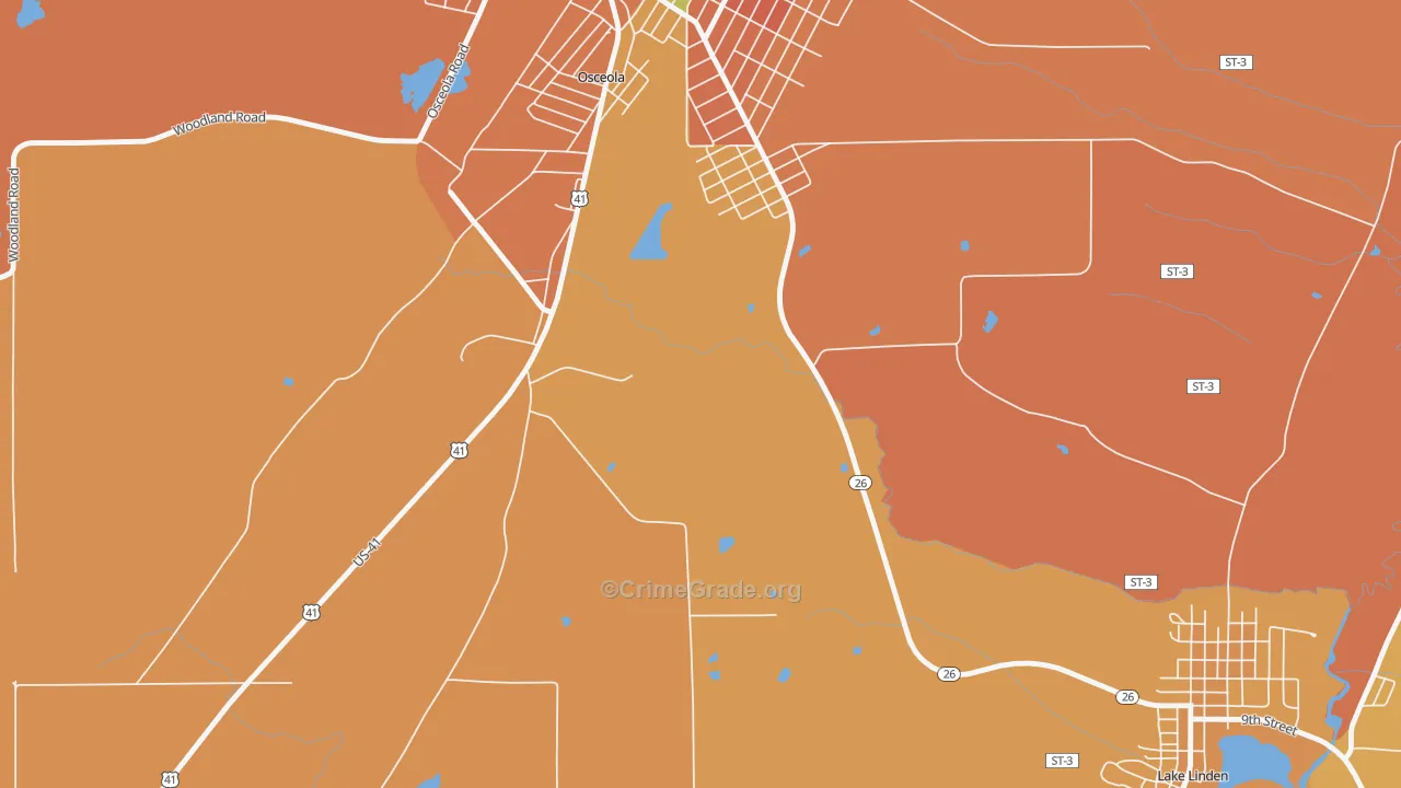 Osceola, MI Map of Theft Rates