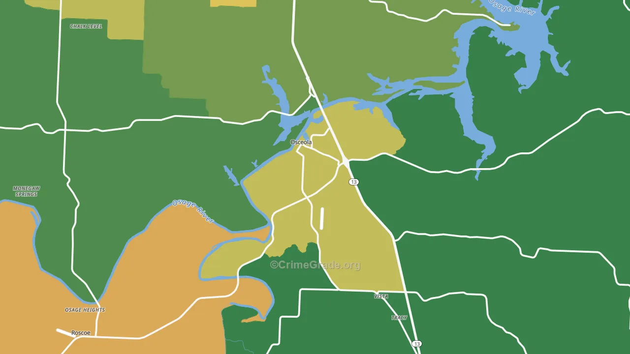 Osceola, MO Map of Theft Rates