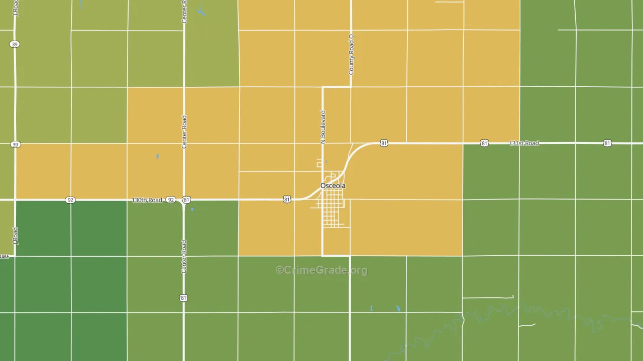 Osceola, NE Map of Theft Rates