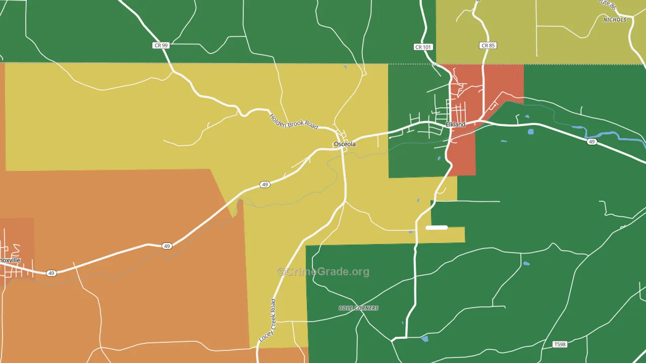 Osceola, PA Map of Theft Rates